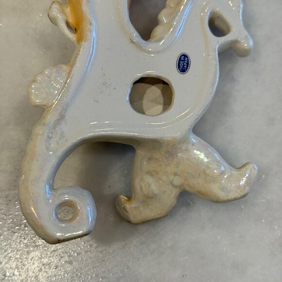 Vintage Lefton Mermaid Riding Seahorse Wall Plaque Figurine Ceramic Rhinestone - Picture 12 of 12